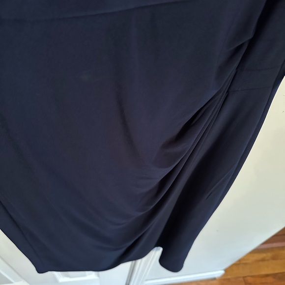 Beautiful Modest R&M Richards Navy Long Sleeve Dress with Embellished Neckline - Picture 8 of 11